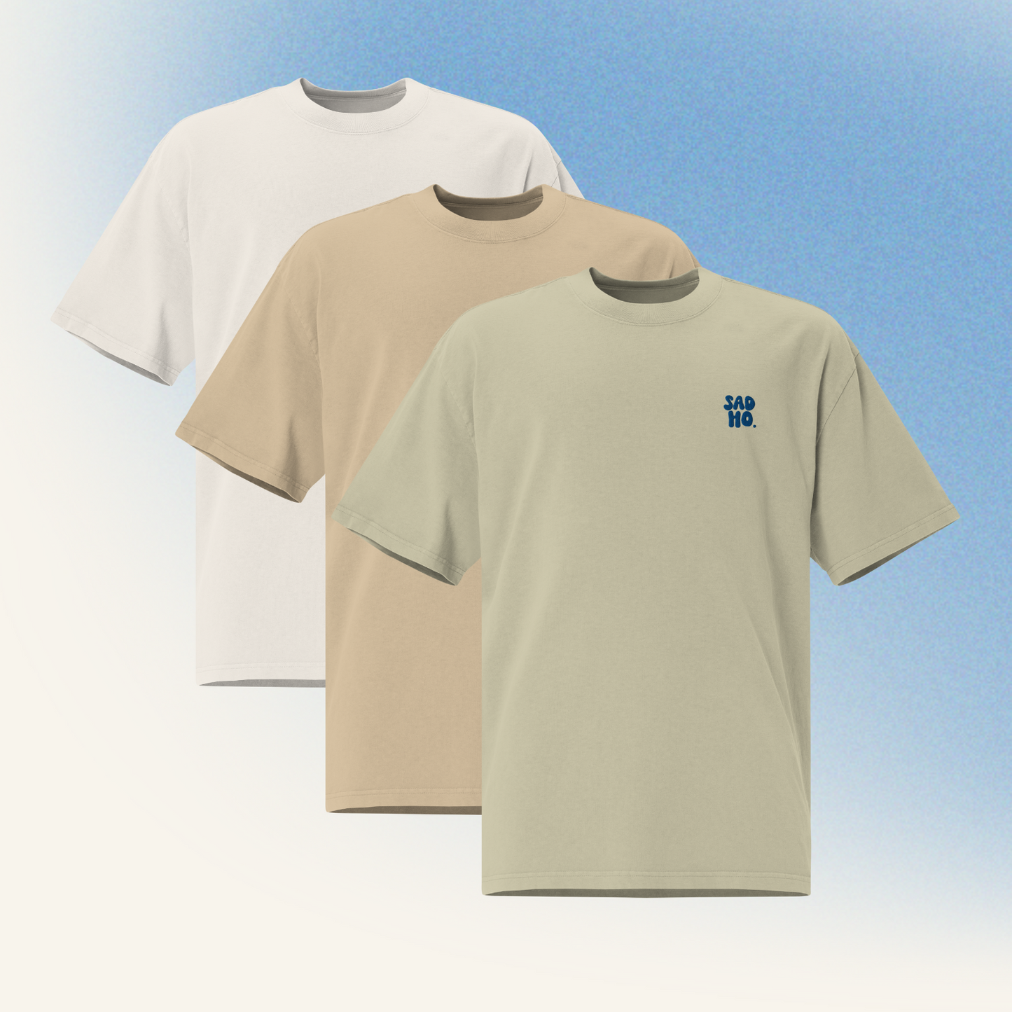 Blue Logo Embroidered Oversized Tee