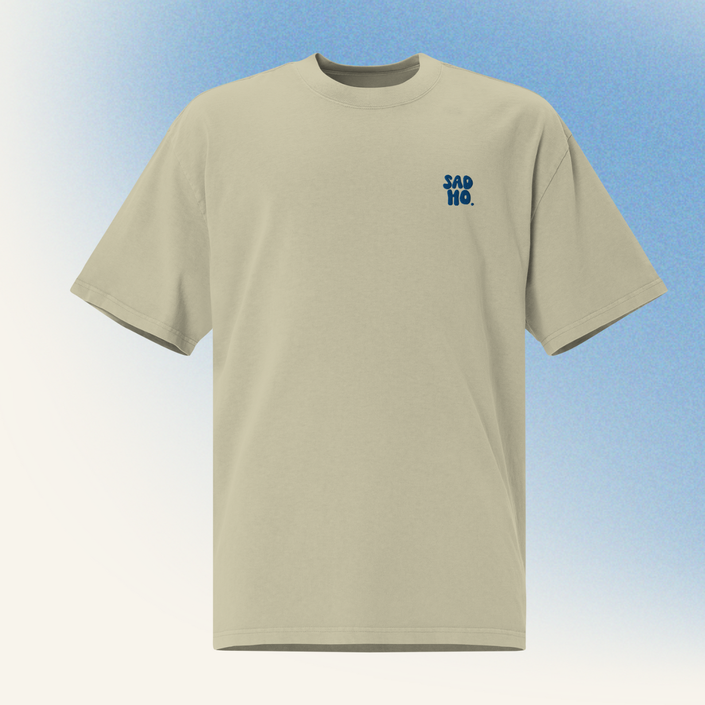 Blue Logo Embroidered Oversized Tee